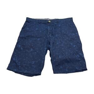 Timber Line Chino Shorts Men's 36 Blue Printed Mid-Rise Zip Fly Outdoor Hiking